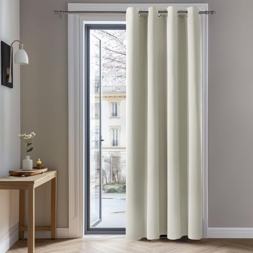Deconovo Tenda Oscurante Termica Isolante per Interni 240 CM Altezza 1 Pannello, Cameretta Bambini Moderne con Anelli, 140×240 CM, Beige Chiaro