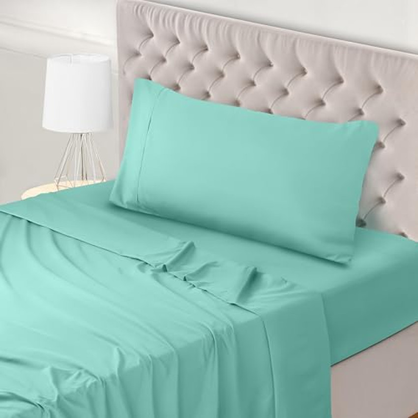 Utopia Bedding – Set Lenzuola Singolo 3 Pezzi 90×190 cm – Set Lenzuola Letto, Spazzolata Poliestre di Microfibra – Lenzuolo con Angoli, Lenzuolo Piatto e 1 Federa 50×75, Blu Spa