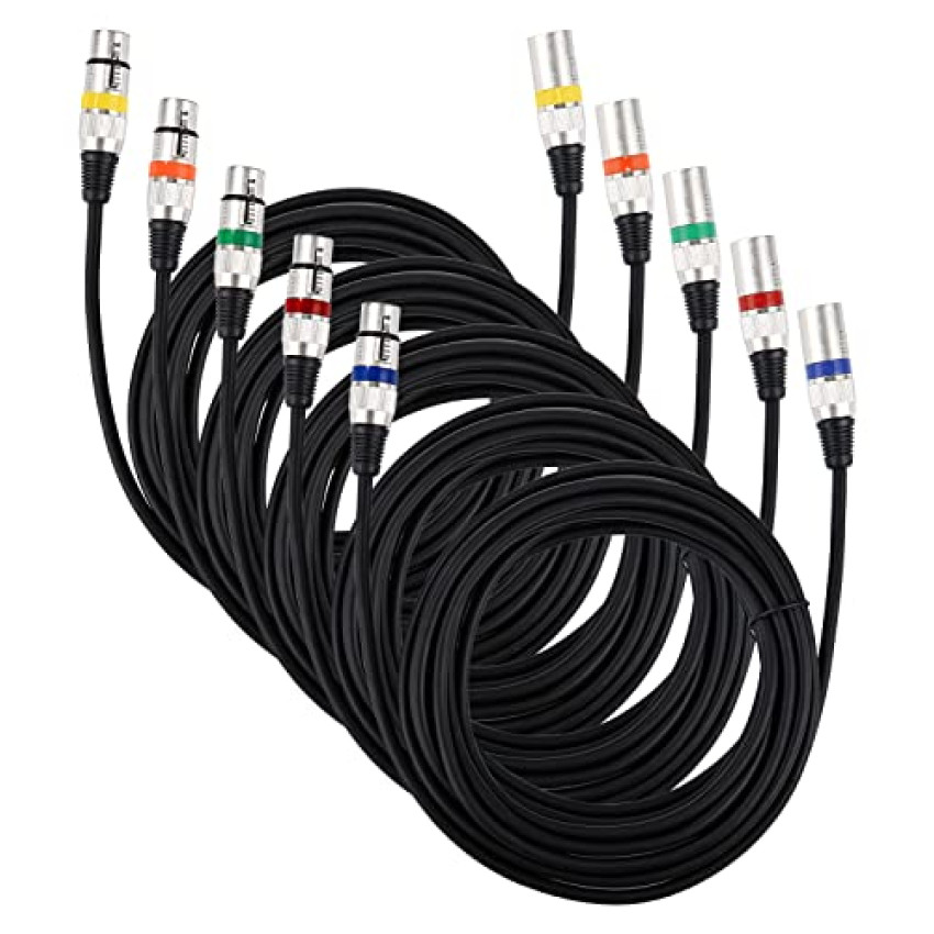 PERMUST (Confezione da 5 Cavo per microfono XLR a 3 pin maschio a femmina 5m, cavo di collegamento del cavo di segnale DMX Cavi Dmx per luci da palcoscenico (connettore in metallo)