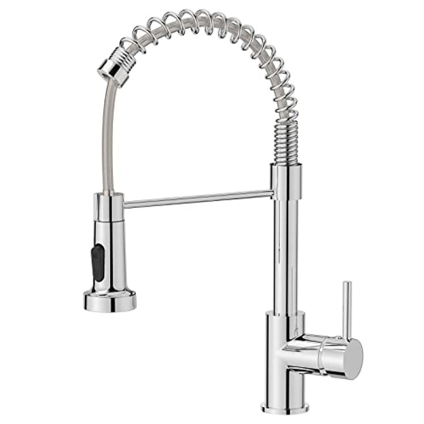 FORIOUS Miscelatore Cucina, Rubinetto Lavello Cucina, Acciaio Inox Ad Alta Pressione Orientabile a 360Monocomando, Cromo Lucido