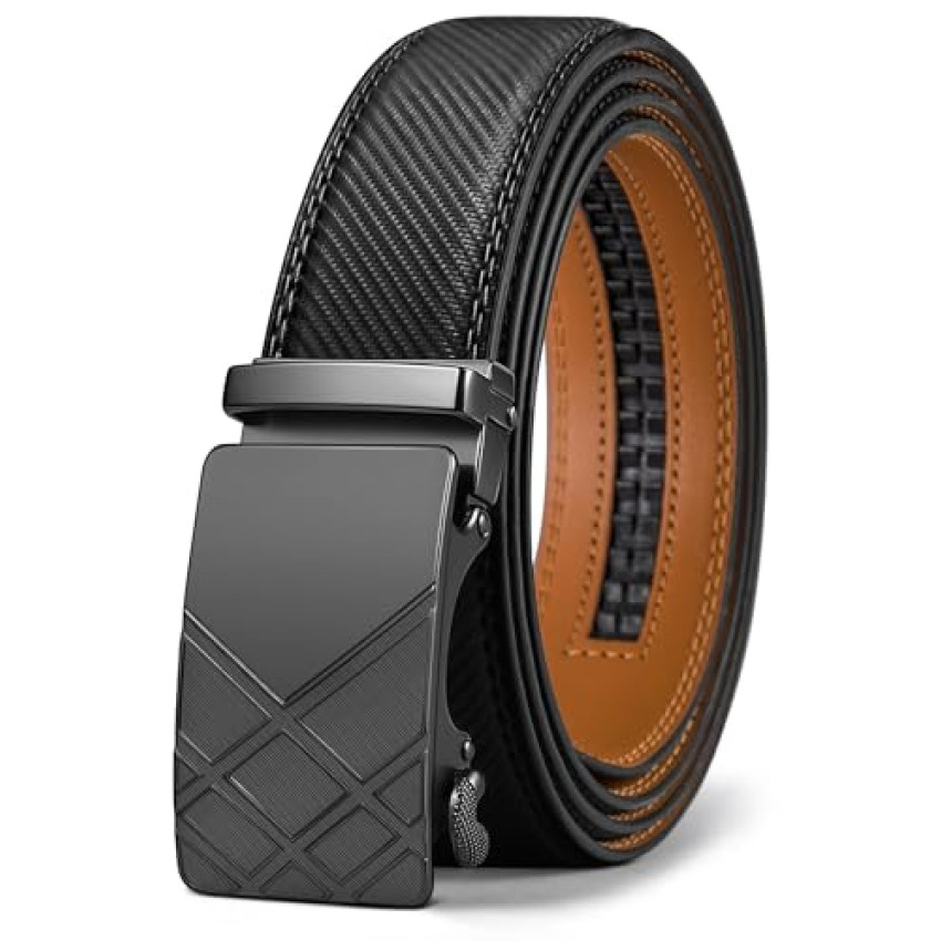 BULLIANT Cintura Uomo, Cintura Pelle Uomo Cricchetto Automatica Fibbia 35mm,Trim Regolabile per Adattars