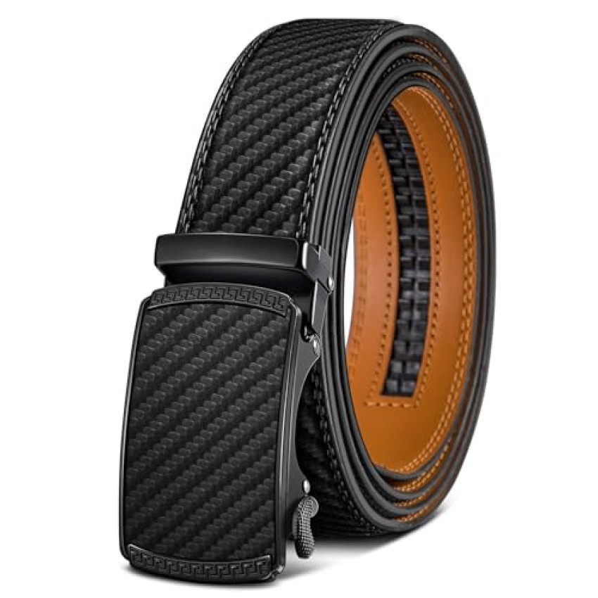 BULLIANT Cintura Uomo, Cintura Pelle Uomo Cricchetto Automatica Fibbia 35mm,Trim Regolabile per Adattars