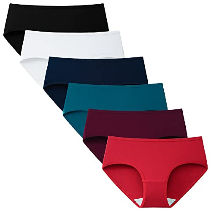 INNERSY Mutande Donna Cotone Vita Media Comode Slip Elasticizzato Intimo di Base Pacco da 6