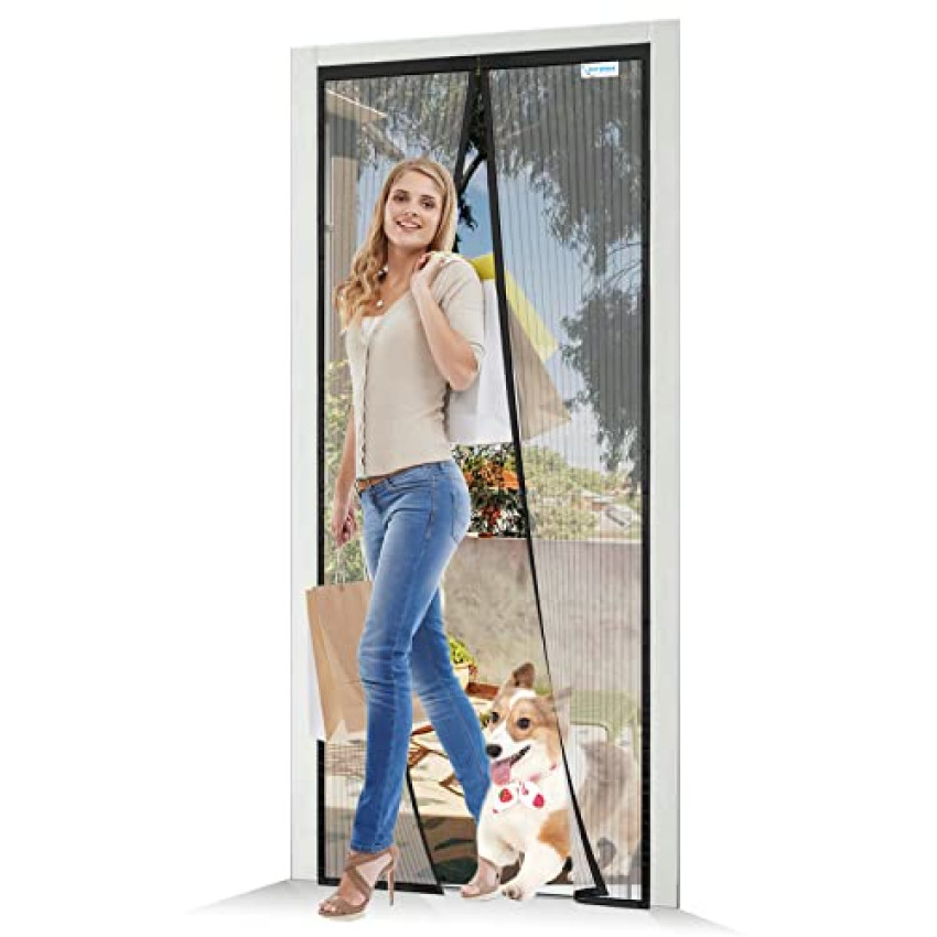 Zanzariera Porta Finestra 75×240, JOY2SEE Zanzariera Magnetica Nero, Proteggere la Famiglia