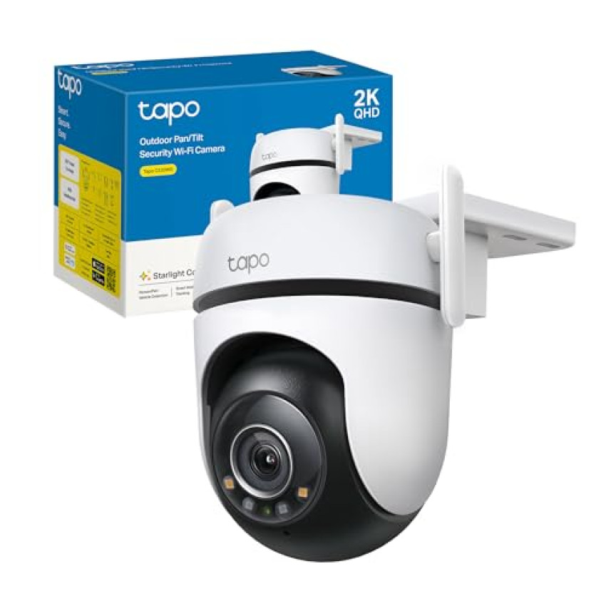 Tapo C520WS Telecamera WiFi Esterno QHD 2K, 4MP 360 Visuale, Visione Notturna a Colori Starlight, Telecamera IP di Sorveglianza, Rilevamento AI Gratuito, Impermeabile IP66, Audio, Alexa
