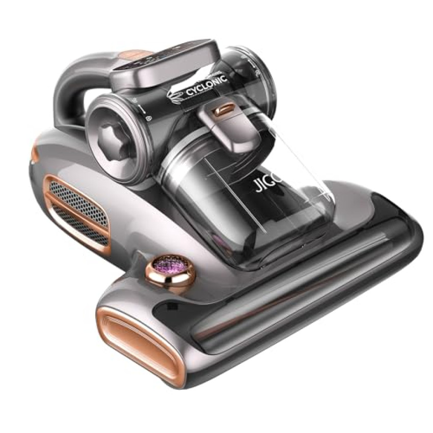JIGOO T600 Aspiratore per Materassi con luce UV e Vibrazione, 700W 15kpa Battimaterasso Antiacaro, Rimuove il 99,9, Indicatore LED, 60 5s, Riscaldamento Rapido, 72 dB Design Silenzioso
