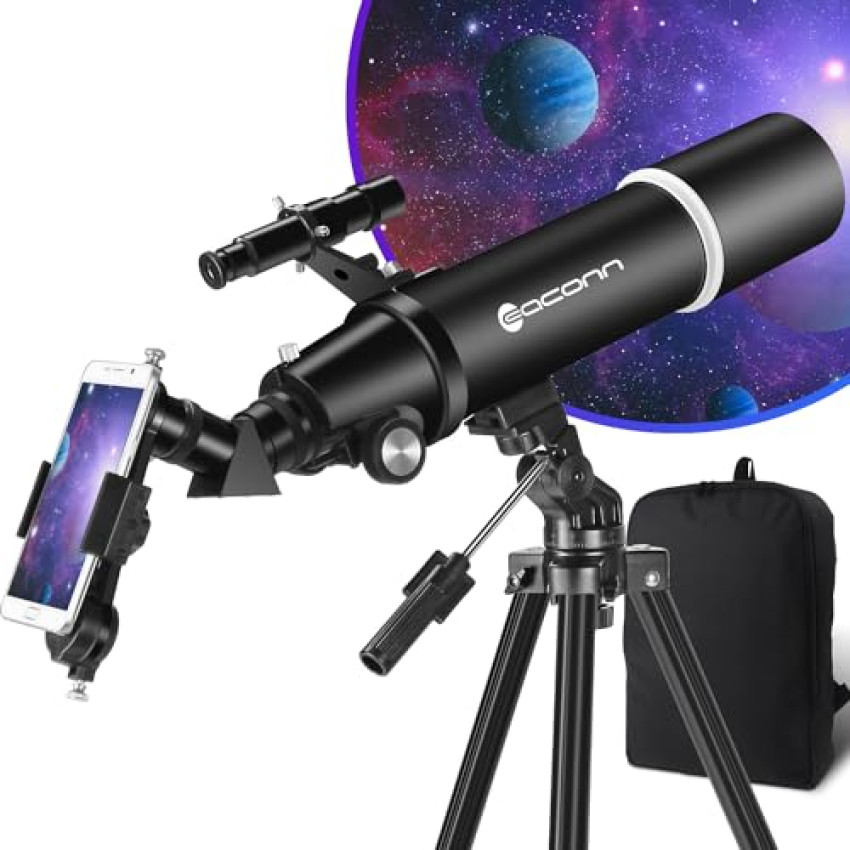 Telescopio Astronomia per Adulti e Principianti – Apertura 80 mm, 600 mm, Portatile da Viaggio per Bambini con Treppiede, Adattatore per Telefono e Zaino