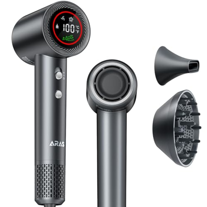 Asciugacapelli Professionale Agli Ioni Negativi – Asciugacapelli con Asciugacapelli ad alta Velocità da 140.000 giri/min, Motore Brushless per Asciugatura Rapida con Ugello Magnetico