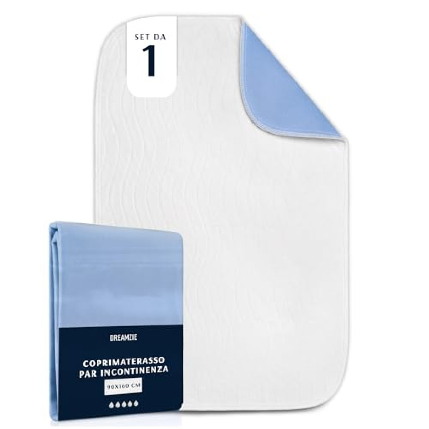Dreamzie Traverse Letto Anziani, Neonato, Bambini 90 x 160 cm – Assorbente e Impermeabile – Traversine Lavabile per Incontinenza