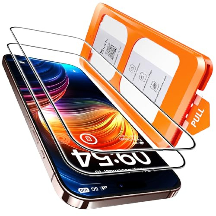 TOCOL 2 Pezzi Pellicola Protettiva per iPhone 16 Pro Max 6,7 Pollici, Rimozione Automatica Della Polvere, Installazione Rapida, Copertura Completa, Senza Bolle, Durezza 9H Vetro