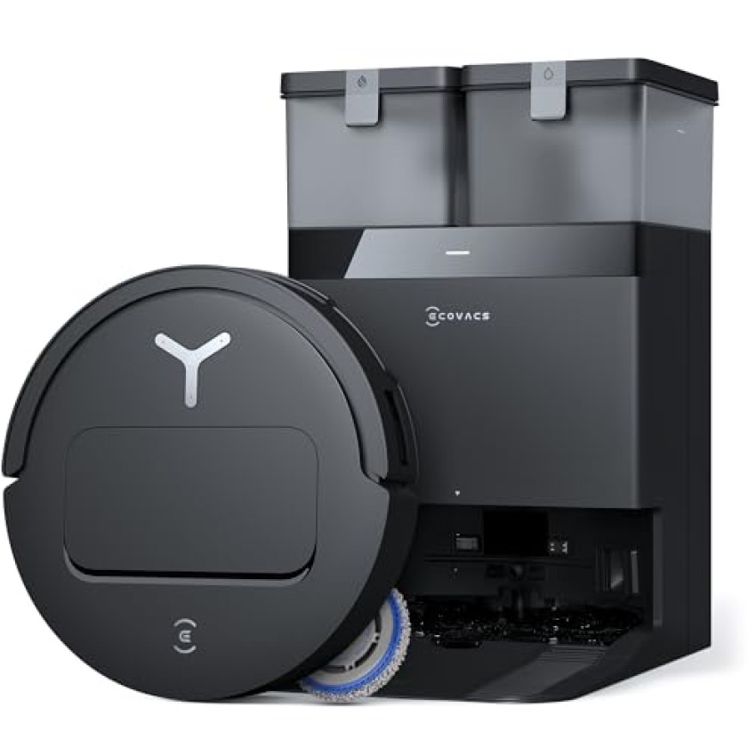 ECOVACS DEEBOT T50 PRO OMNI Robot Aspirapolvere Lavapavimenti, 15000 Pa, Spazzola Laterale Estensibile e Lavapavimenti, Aggiunta Automatica Soluzione Detergente, Lavaggio con Acqua Calda a 75 , Nero